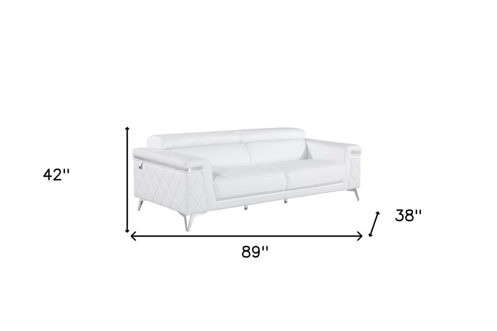 Conjunto de asientos para cinco personas en cuero de grano superior blanco