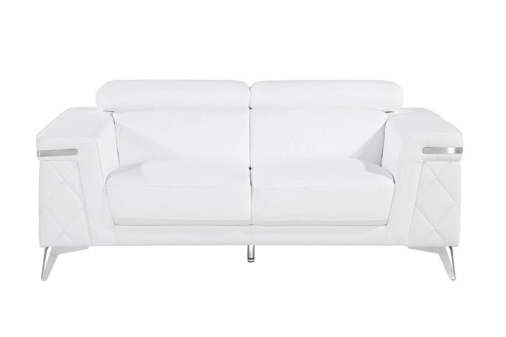 Conjunto de asientos para cinco personas en cuero de grano superior blanco