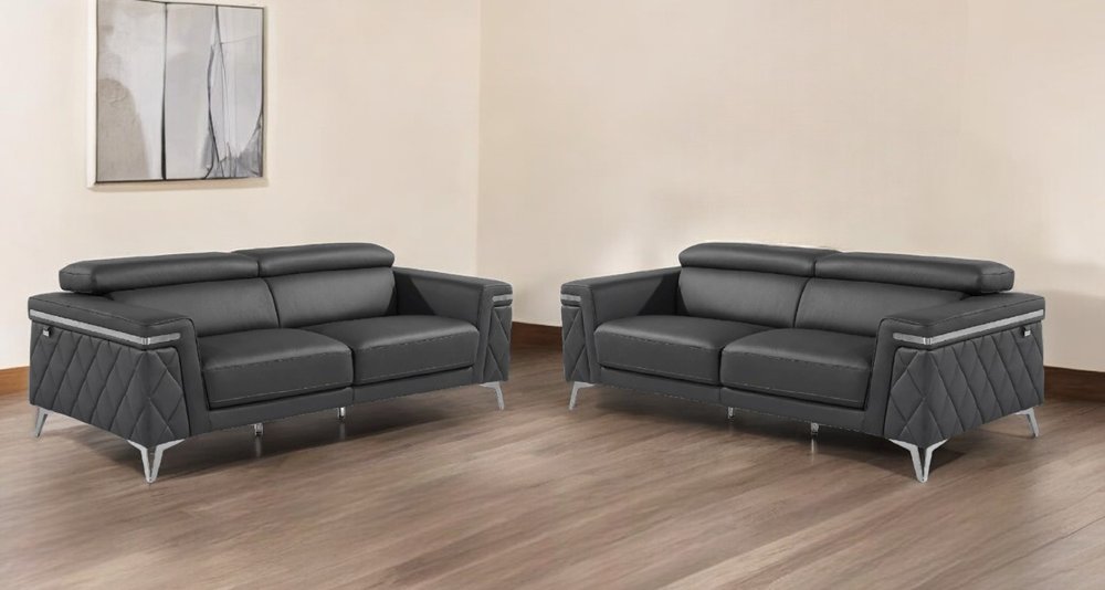 Conjunto de asientos de dos piezas en gris para cuatro personas