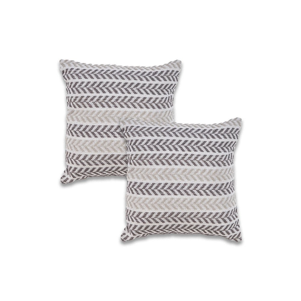 Set of Two 18" X 18" Blue Beach Chevron Cotton Zippered Pillow