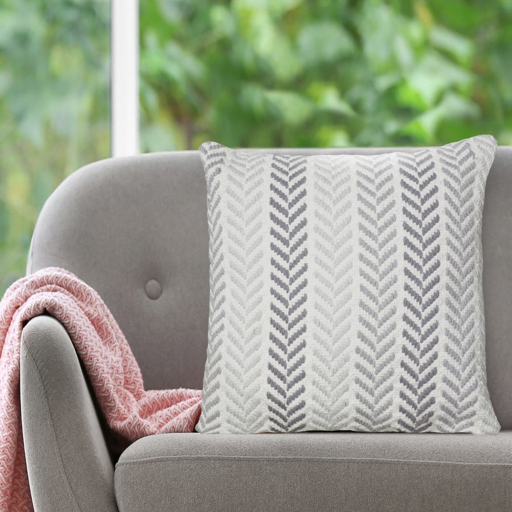 Set of Two 18" X 18" Blue Beach Chevron Cotton Zippered Pillow