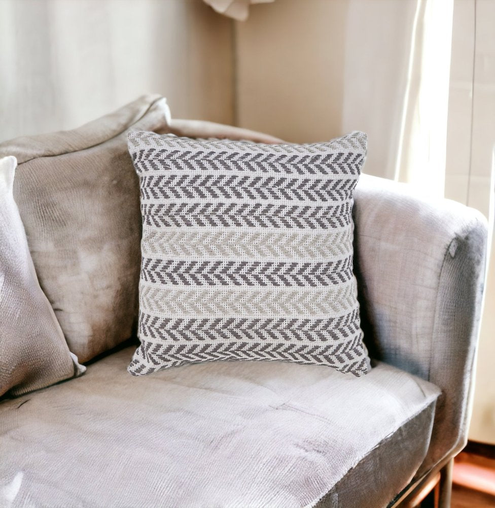 Set of Two 18" X 18" Blue Beach Chevron Cotton Zippered Pillow