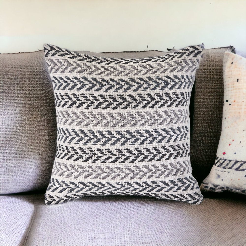 Set of Two 18" X 18" Blue Beach Chevron Cotton Zippered Pillow