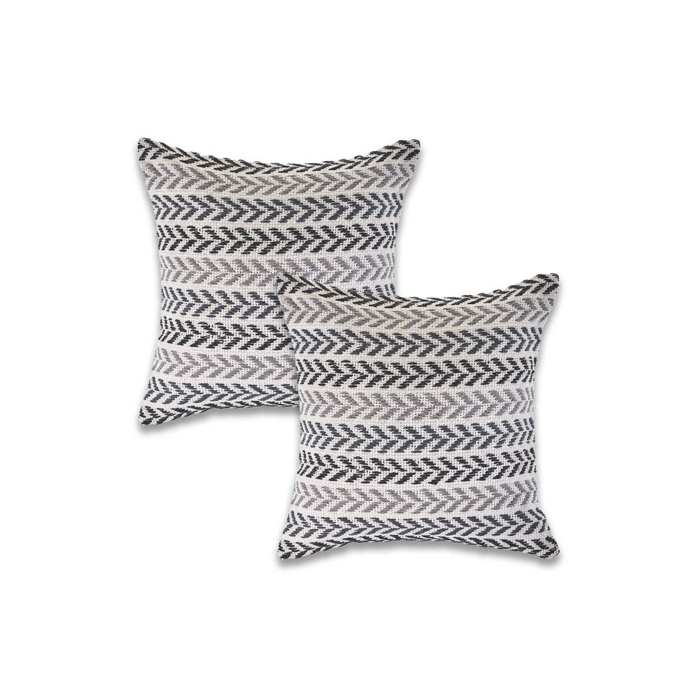Set of Two 18" X 18" Blue Beach Chevron Cotton Zippered Pillow