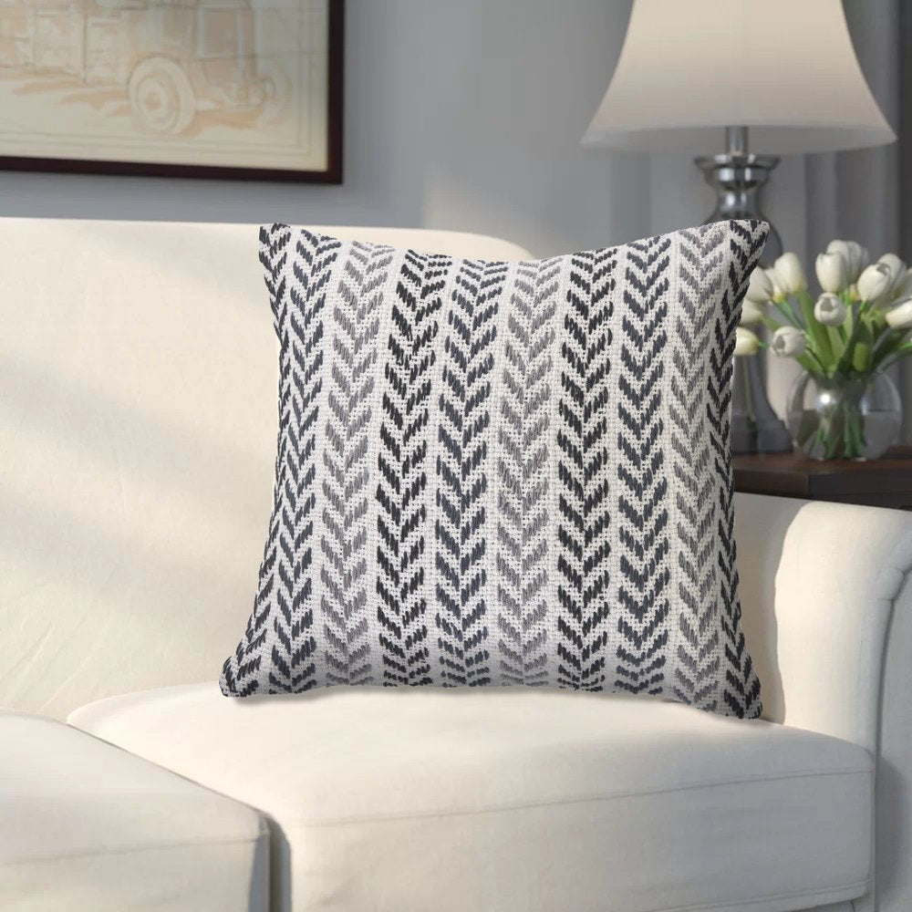 Set of Two 18" X 18" Blue Beach Chevron Cotton Zippered Pillow
