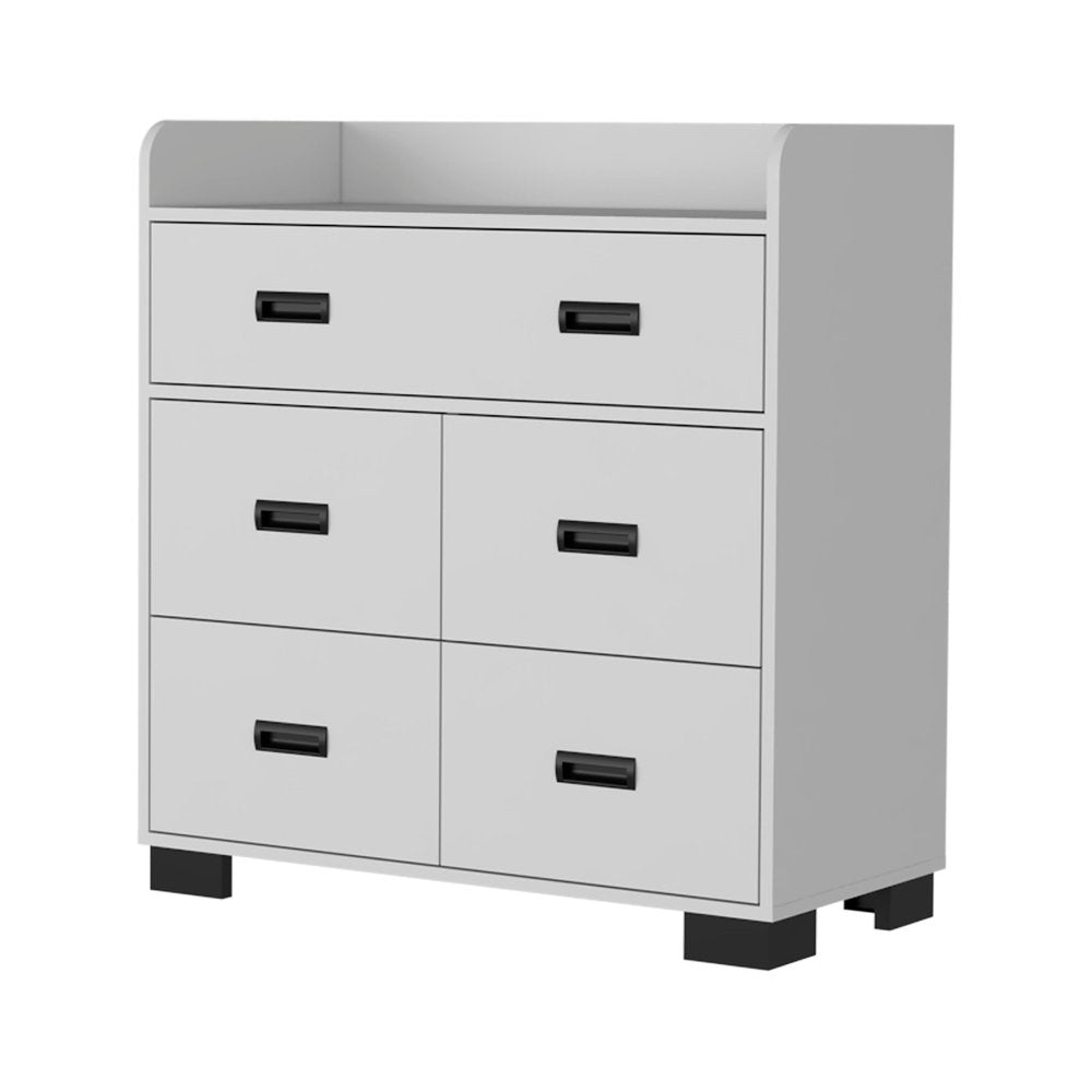 34" Dark Brown Five Drawer Dresser