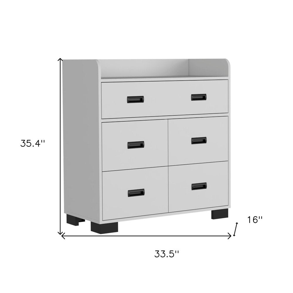 34" Dark Brown Five Drawer Dresser