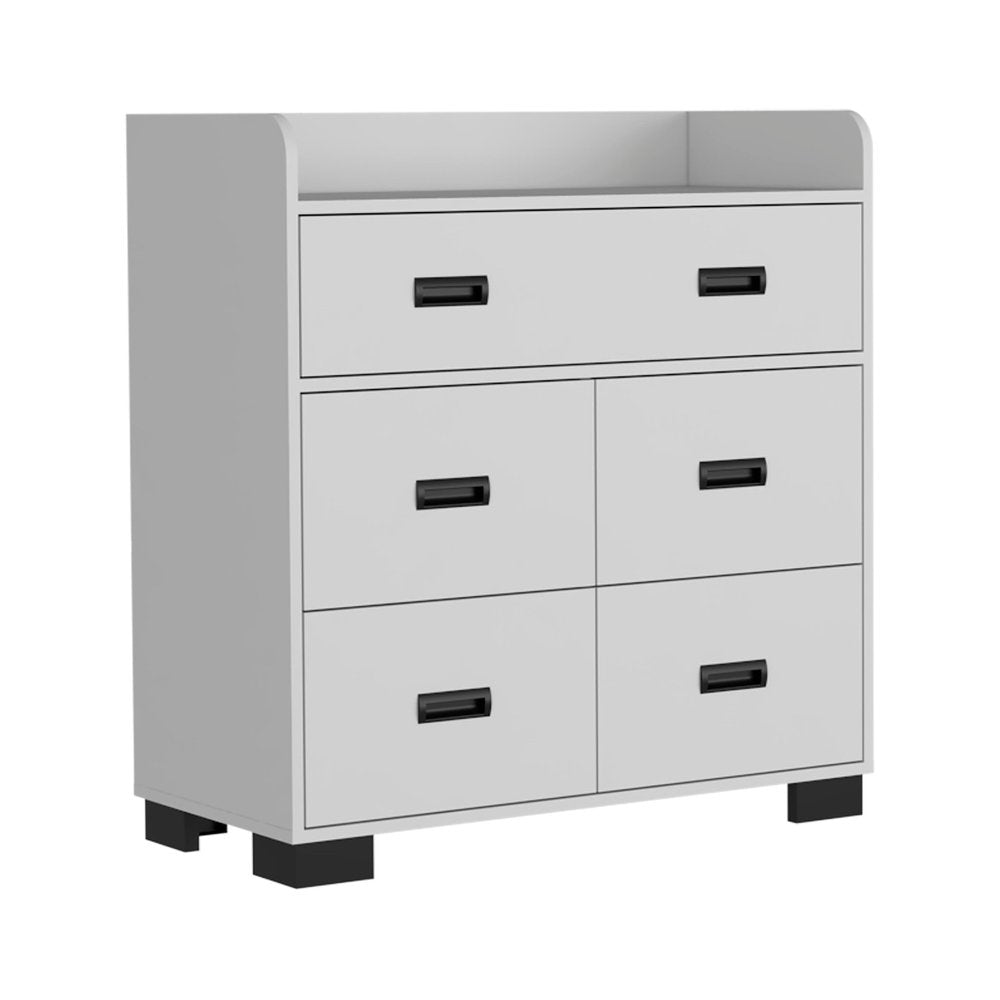 34" Dark Brown Five Drawer Dresser