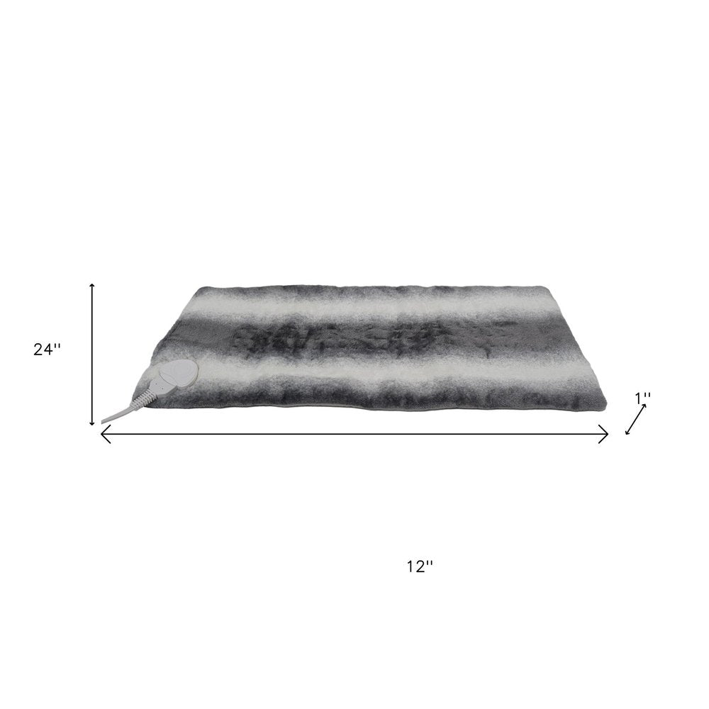 12" X 24" Gray Ombre Faux Fur Heated Plush Lap Pad
