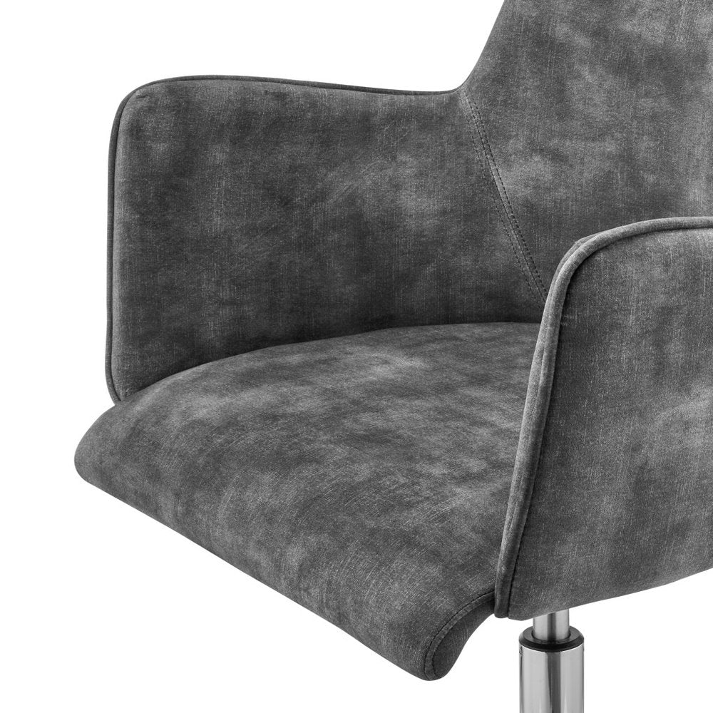 Dark Gray and Silver Velvet and Steel Adjustable Swivel Rolling Conference Office Chair