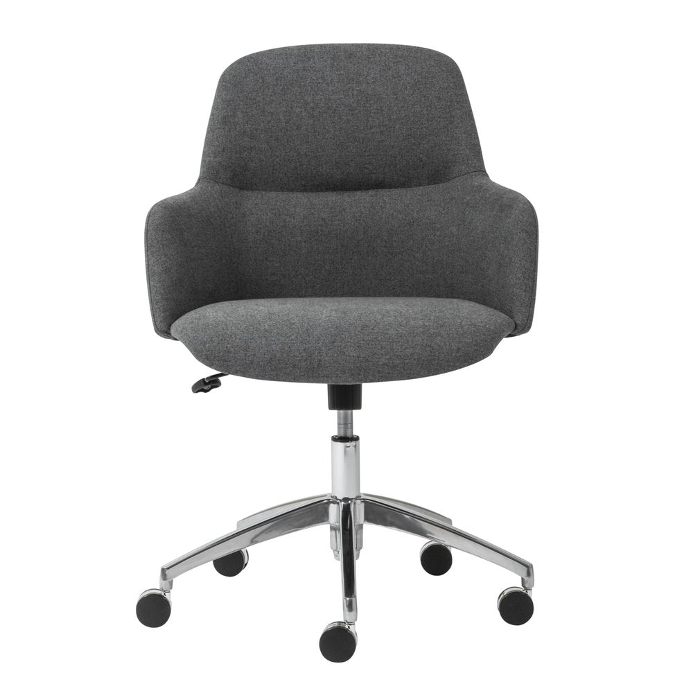 Dark Gray and Silver Aluminum and Fabric Adjustable Swivel Rolling Conference Office Chair