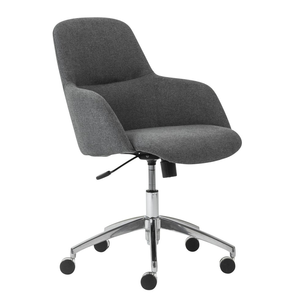 Dark Gray and Silver Aluminum and Fabric Adjustable Swivel Rolling Conference Office Chair