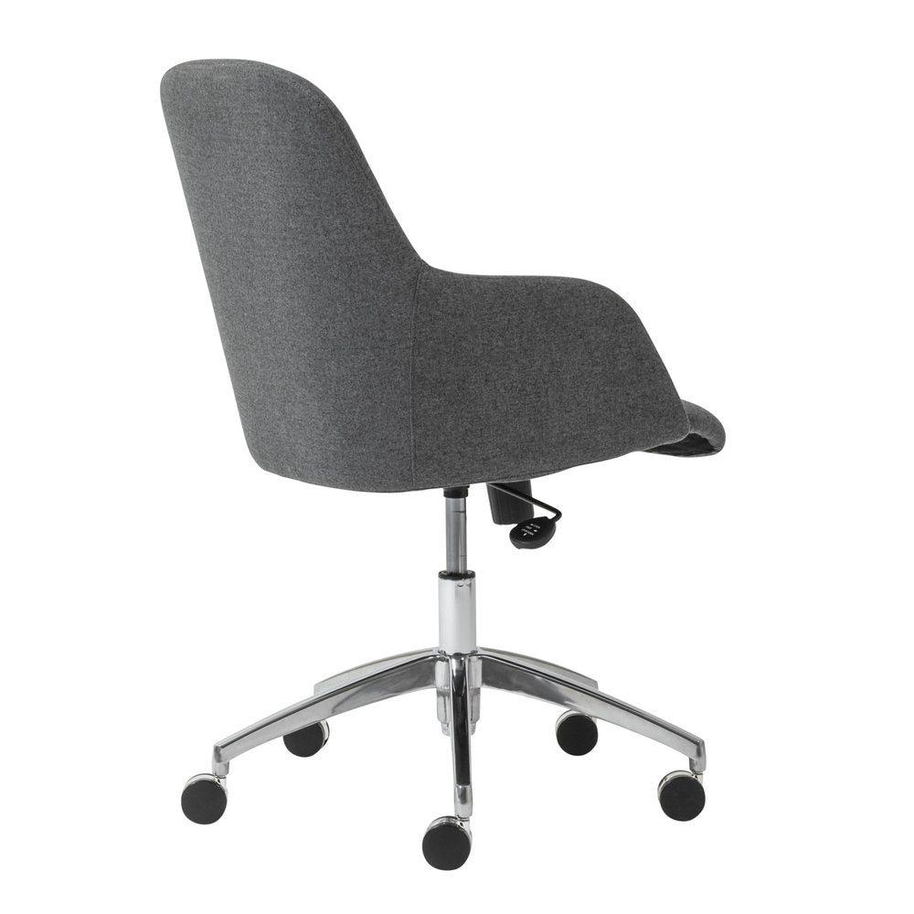 Dark Gray and Silver Aluminum and Fabric Adjustable Swivel Rolling Conference Office Chair