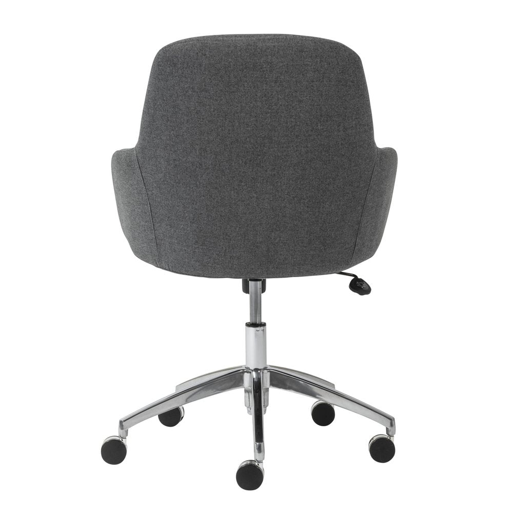 Dark Gray and Silver Aluminum and Fabric Adjustable Swivel Rolling Conference Office Chair