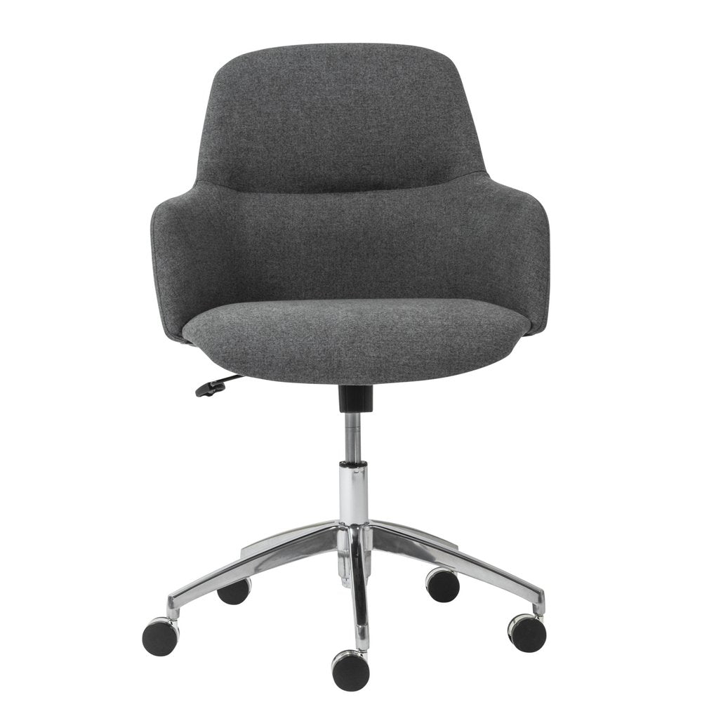 Dark Gray and Silver Aluminum and Fabric Adjustable Swivel Rolling Conference Office Chair