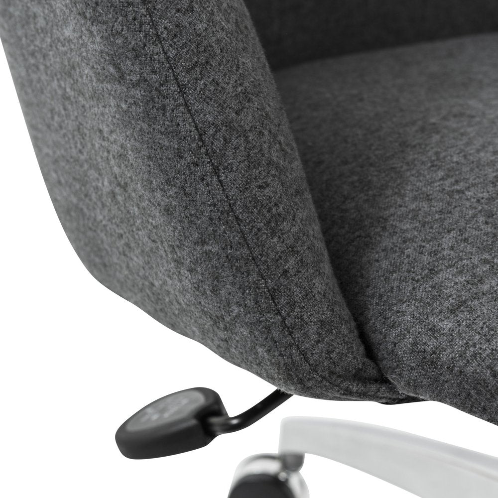 Dark Gray and Silver Aluminum and Fabric Adjustable Swivel Rolling Conference Office Chair