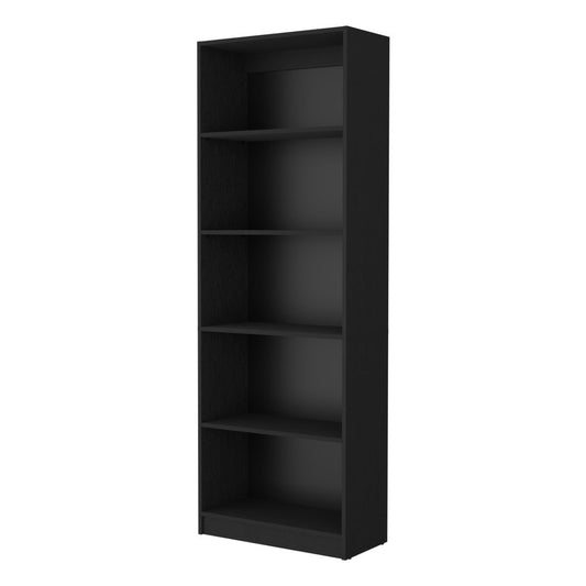 Librería de cinco niveles de madera negra de 71"