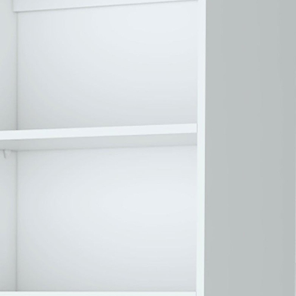 Librería de tres niveles de madera blanca de 71" con dos puertas