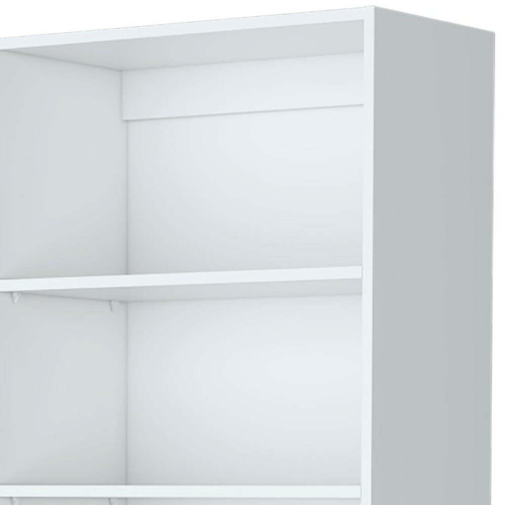 Librería de tres niveles de madera blanca de 71" con dos puertas