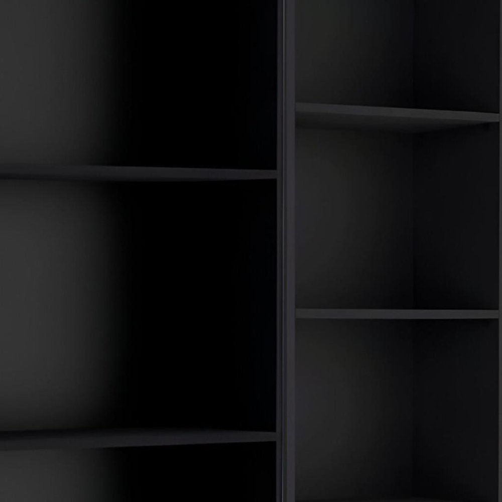 Conjunto de dos estanterías de varios niveles de madera negra