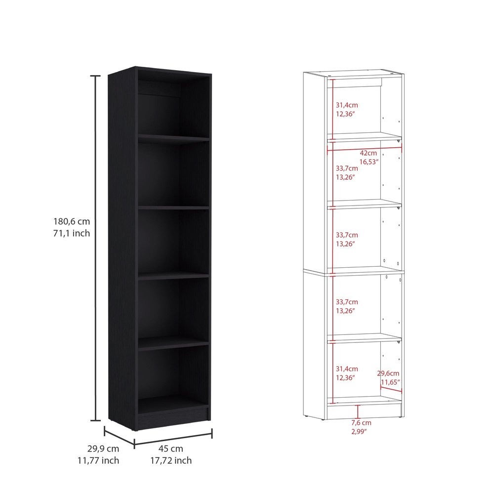 Conjunto de dos estanterías de varios niveles de madera negra