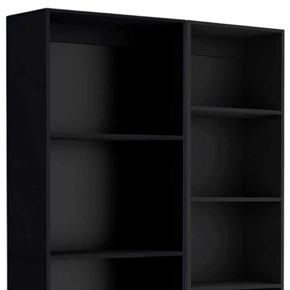 Conjunto de dos estanterías de varios niveles de madera negra