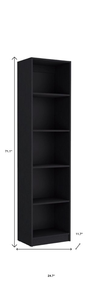 Librería negra de cinco niveles de 71"
