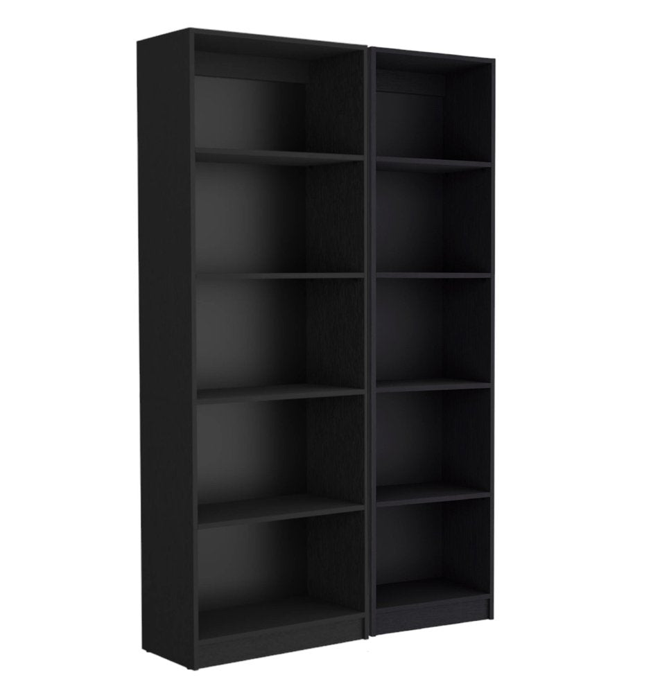Librería negra de cinco niveles de 71"