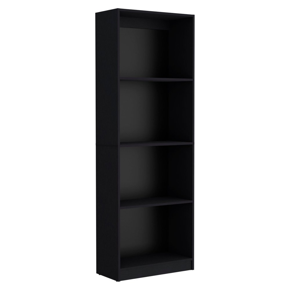 Librería negra de cinco niveles de 71" con dos puertas