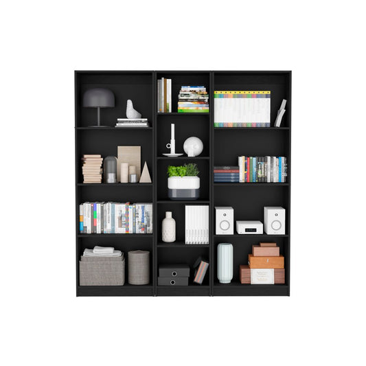 Librería negra de cinco niveles de 71"