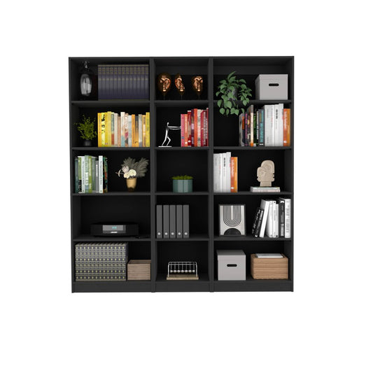 Librería negra de cinco niveles de 71"