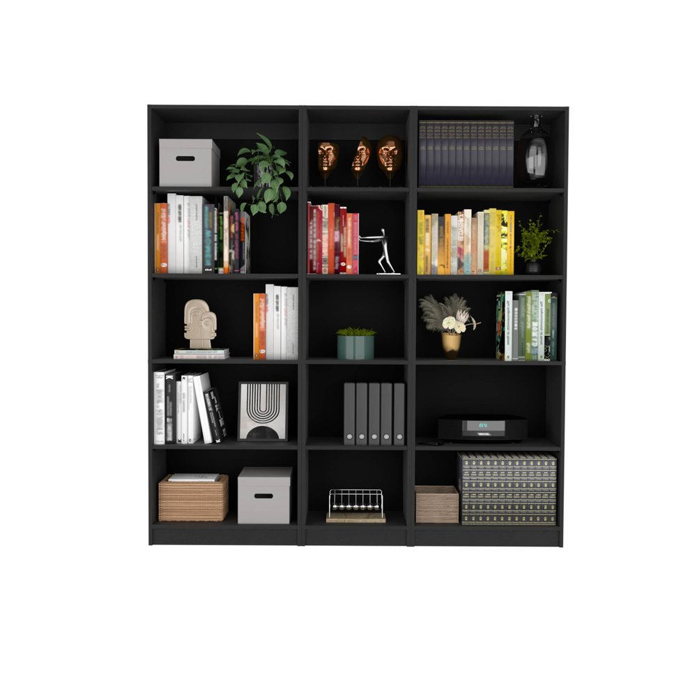 Librería negra de cinco niveles de 71"