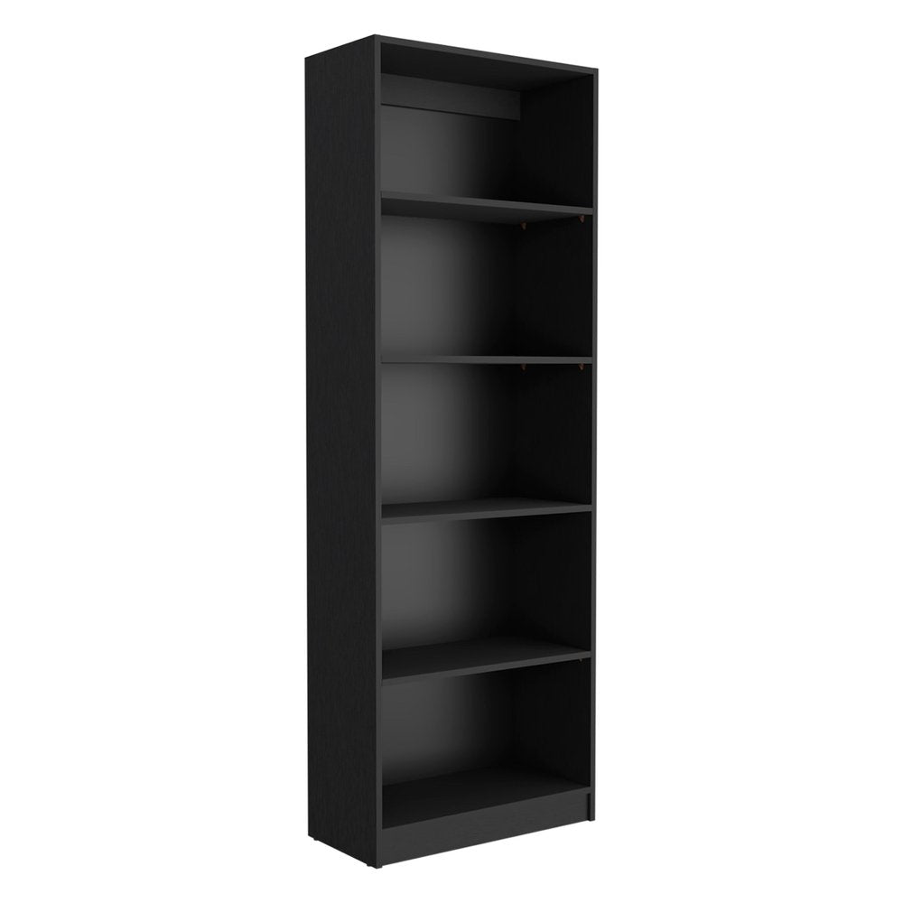 Librería negra de cinco niveles de 71" con dos puertas