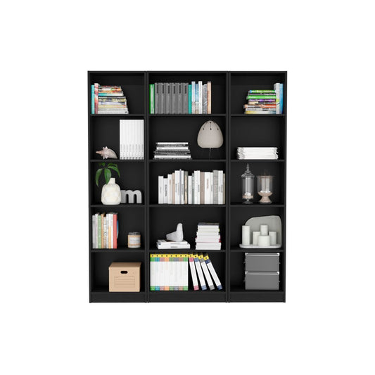 Librería negra de cinco niveles de 71"