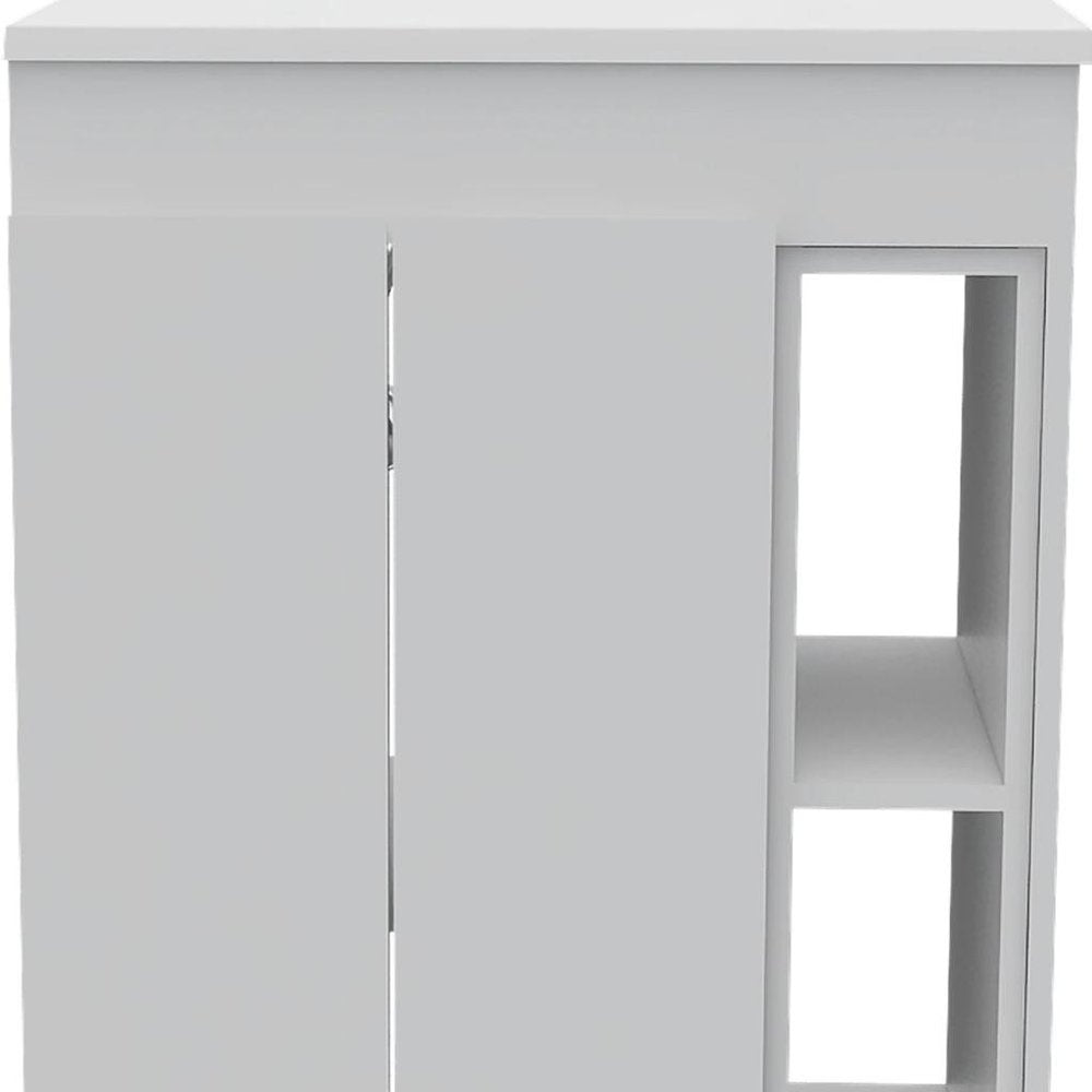 Set Of Two White Wood Freestanding Bathroom Vanity With Sink