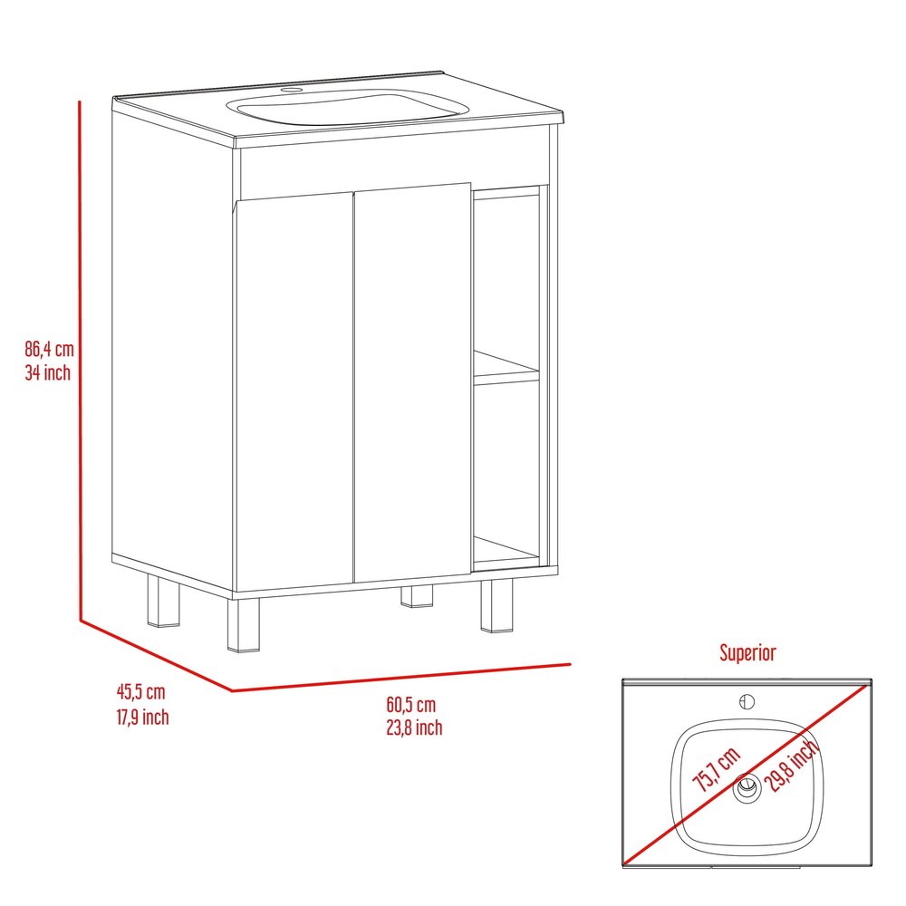 Set Of Two White Wood Freestanding Bathroom Vanity With Sink