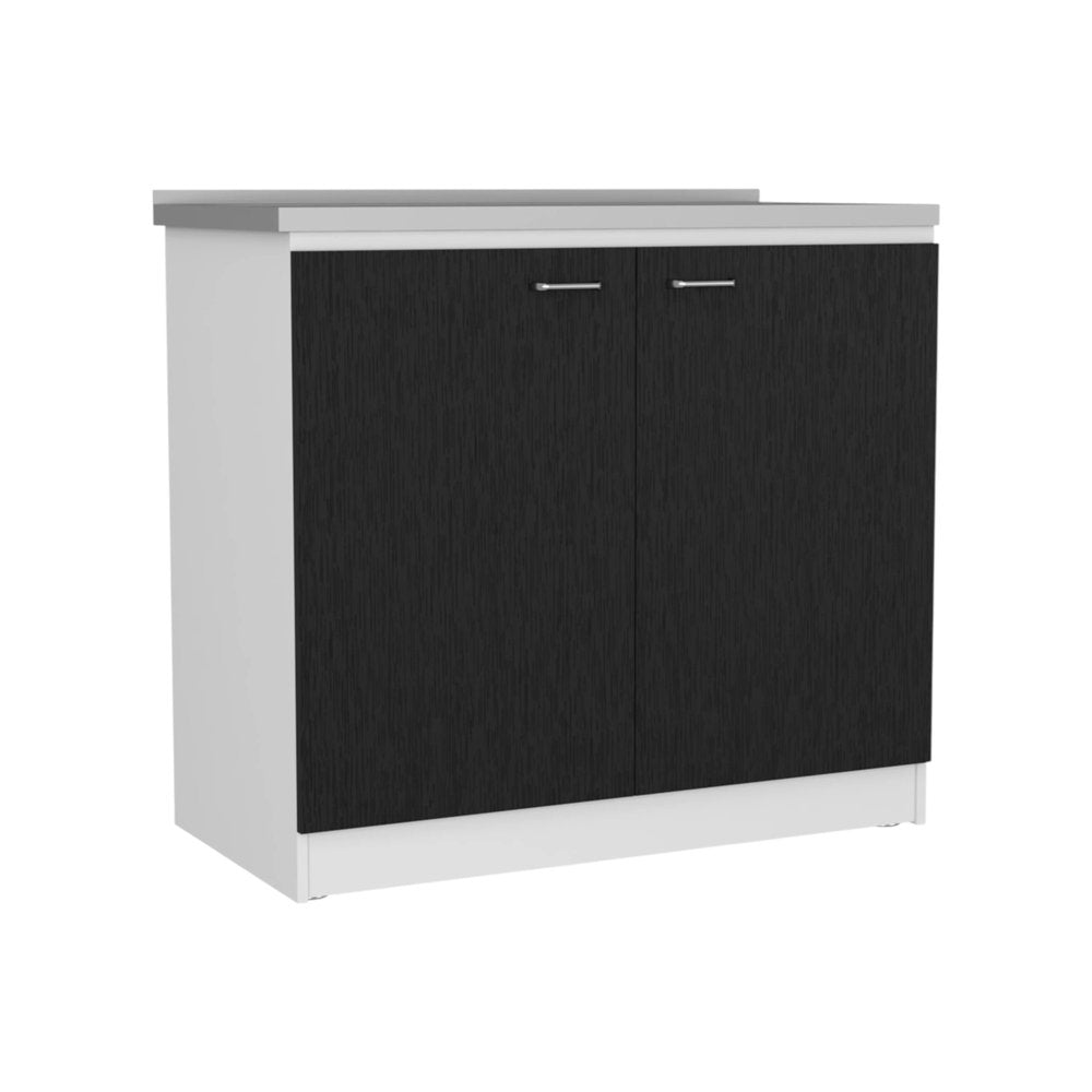 47" Black and White Wall mounted Accent Cabinet With Five Shelves