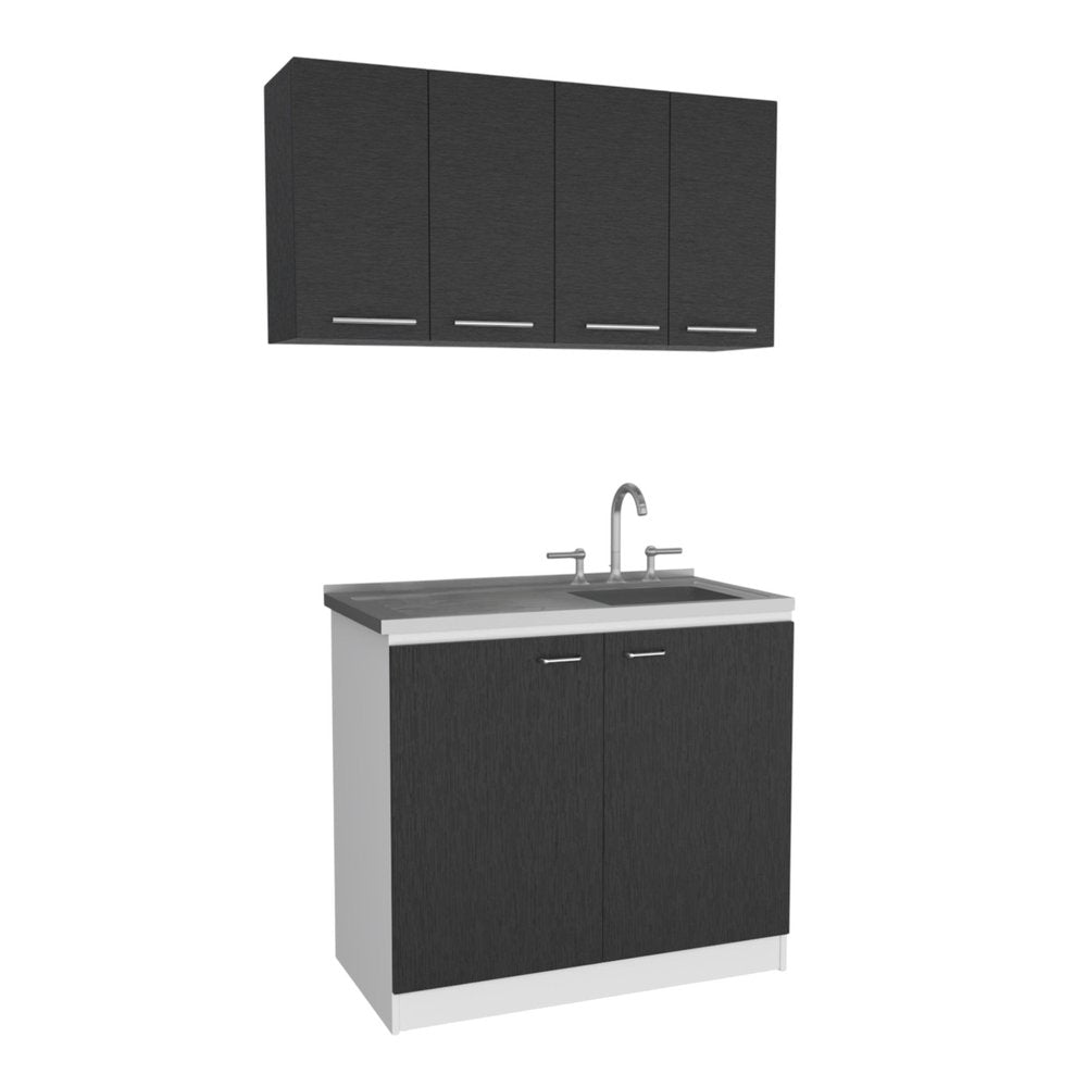 47" Black and White Wall mounted Accent Cabinet With Five Shelves