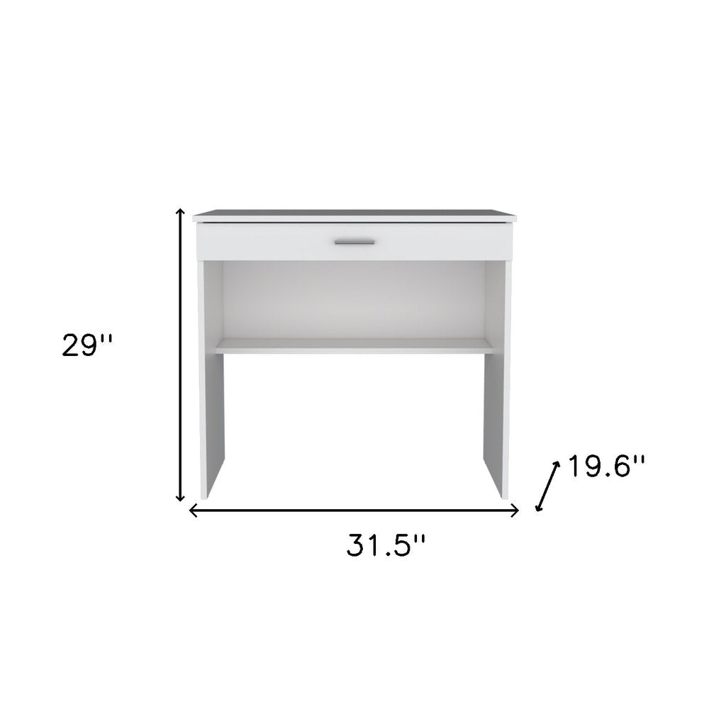 Escritorio de computadora de madera blanca de 32" con cajón