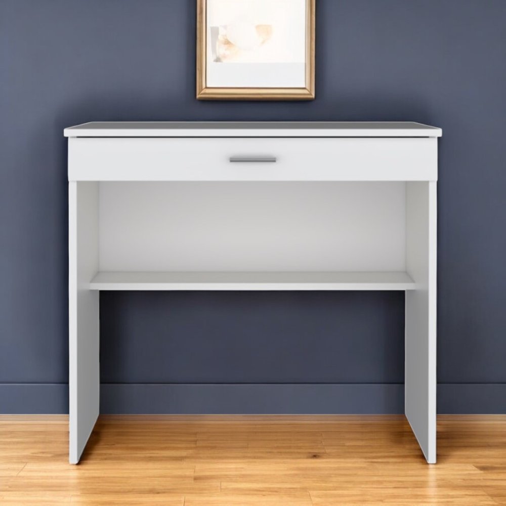 Escritorio de computadora de madera blanca de 32" con cajón
