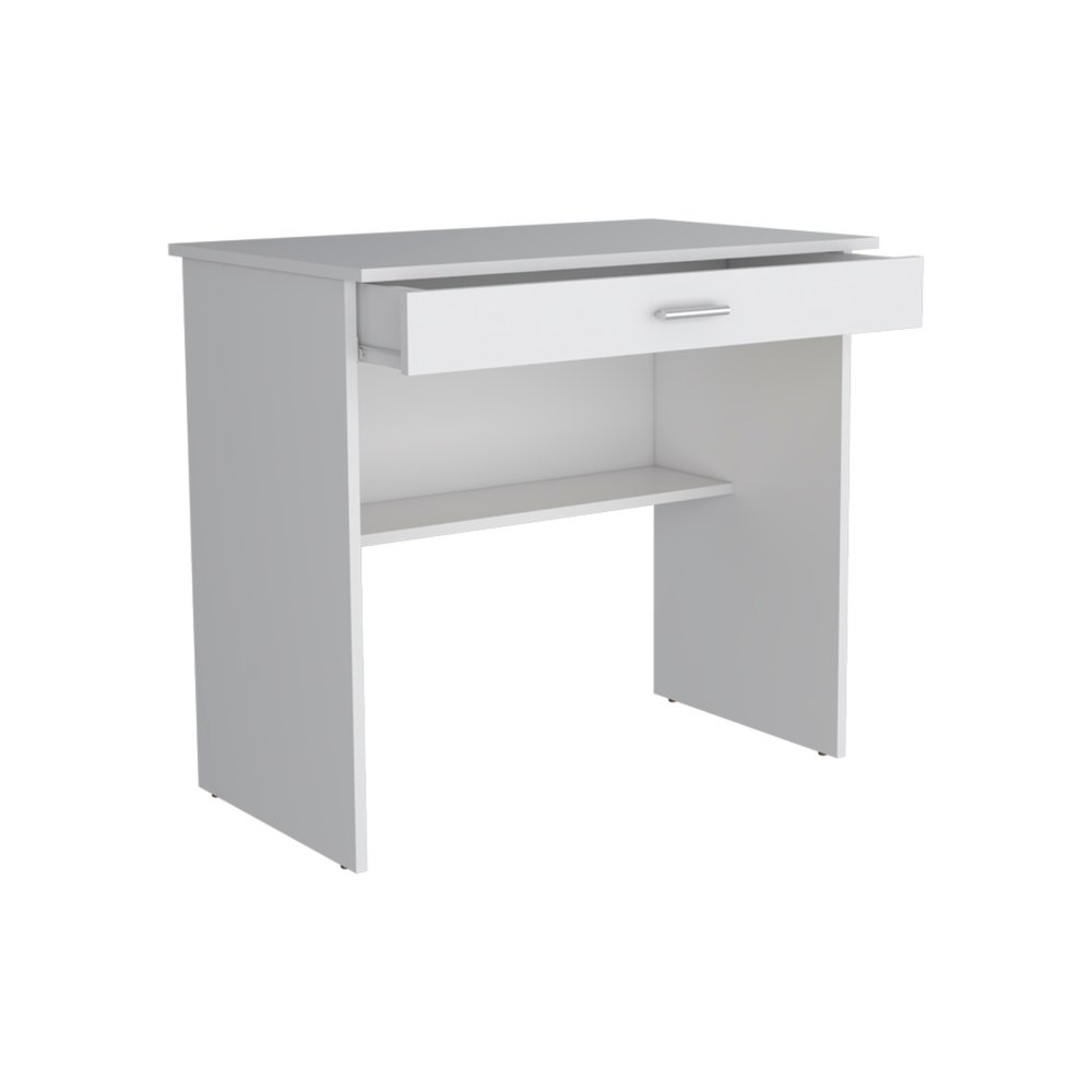 Escritorio de computadora de madera blanca de 32" con cajón