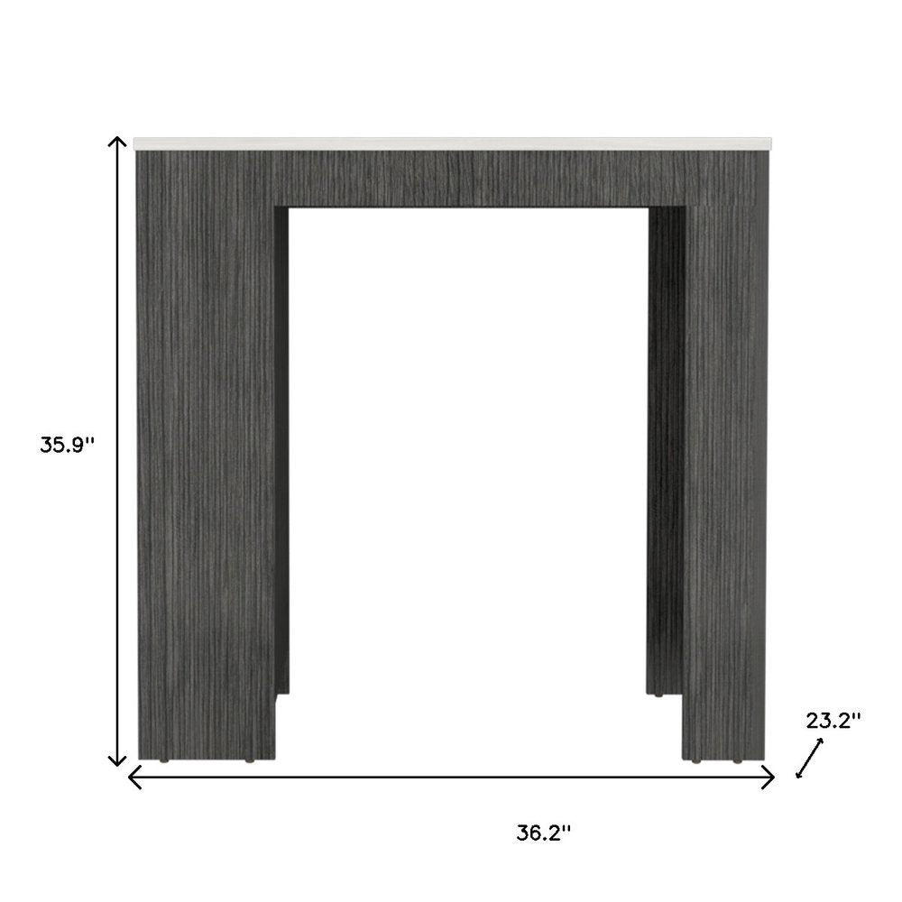 Isla de cocina de 36" de mármol blanco y gris y madera con espacio de almacenamiento
