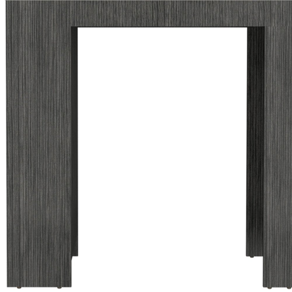 Isla de cocina de 36" de mármol blanco y gris y madera con espacio de almacenamiento
