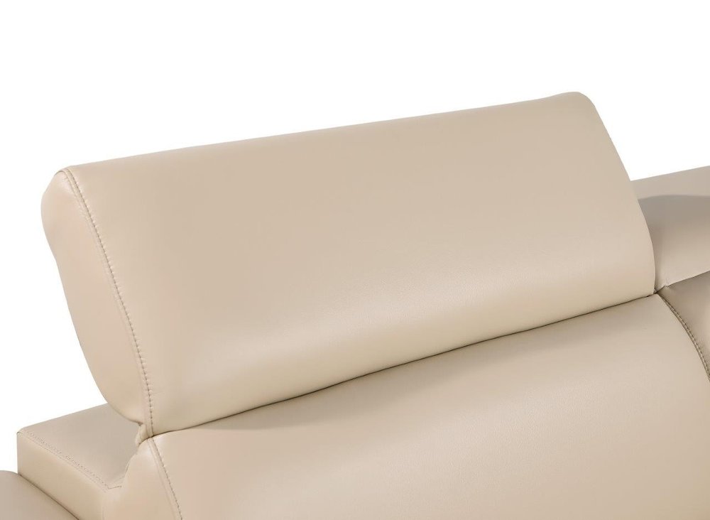 47" Beige and Silver Genuine Leather Club Chair