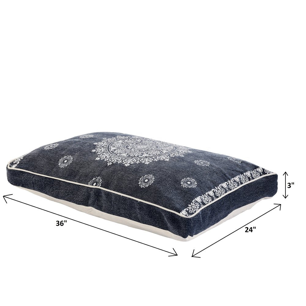 24" X 36" Stonewashed Red Medallion Pillow Style Pet Bed With Removable Cover