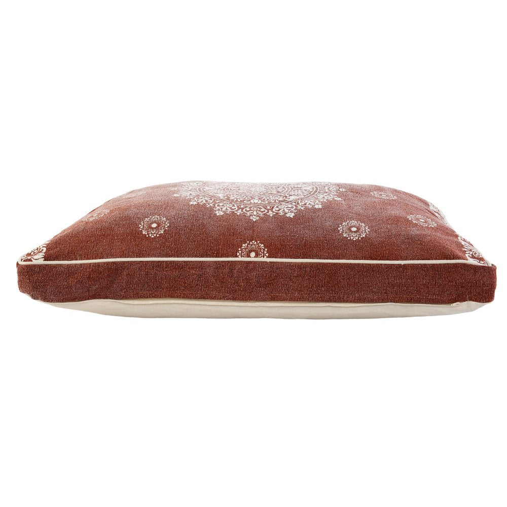 24" X 36" Stonewashed Red Medallion Pillow Style Pet Bed With Removable Cover