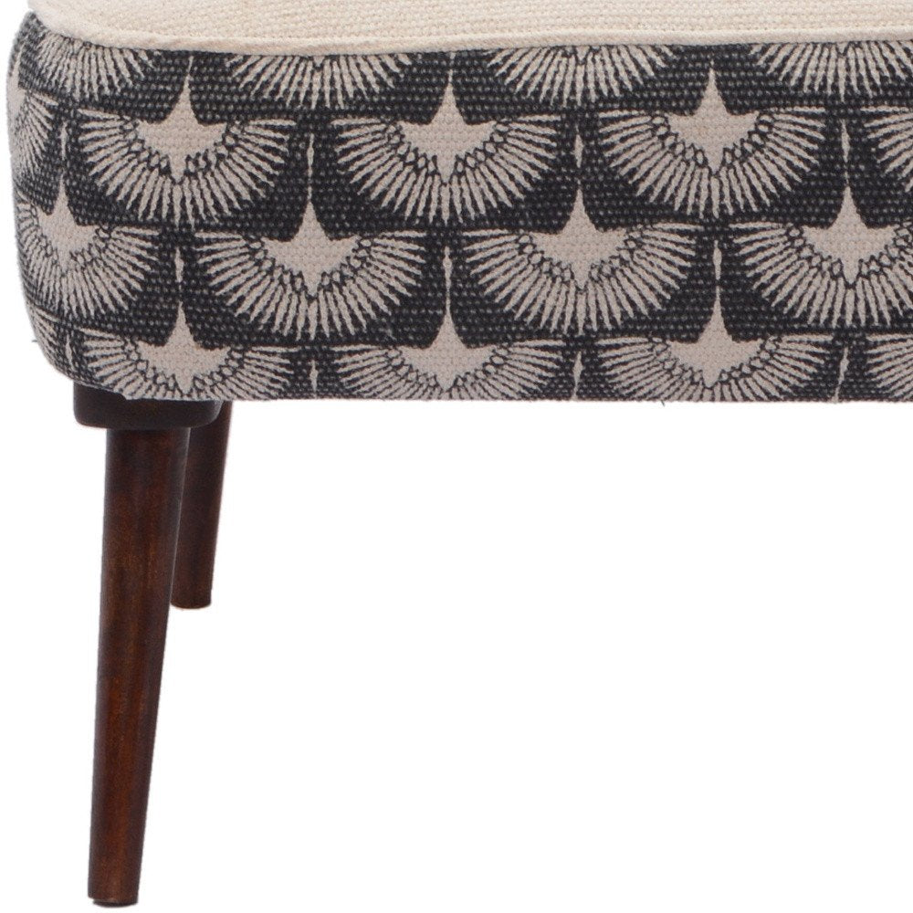30" Cream Charcoal and Brown Geometric Tufted Wingback Chair