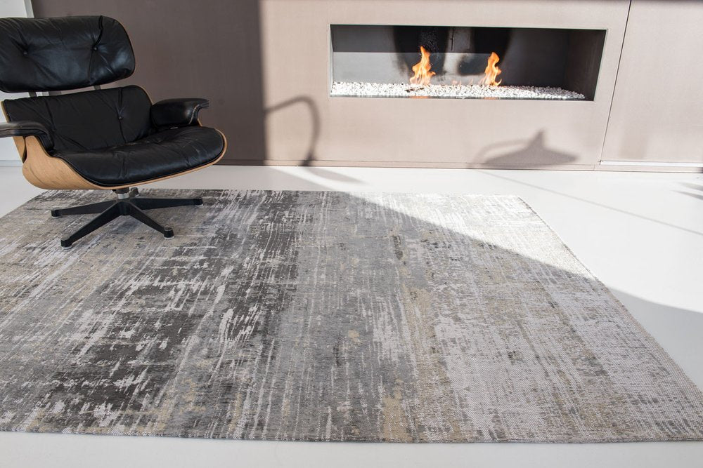 9' X 13' Gray and White Abstract Non Skid Area Rug