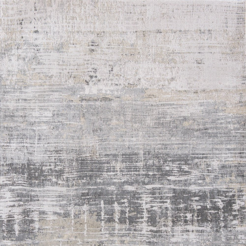 9' X 13' Gray and White Abstract Non Skid Area Rug