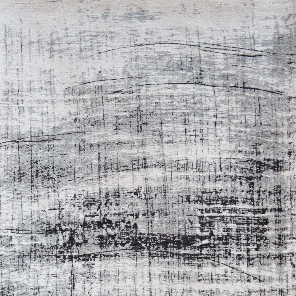 9' X 13' Black and White Abstract Non Skid Area Rug